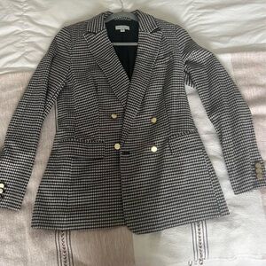Free Assembly Black and White Checkered Blazer with Gold Buttons